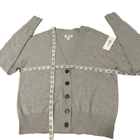 STYLE & CO Cropped Button gray Cardigan size varius casual NWT - Picture 4 of 9